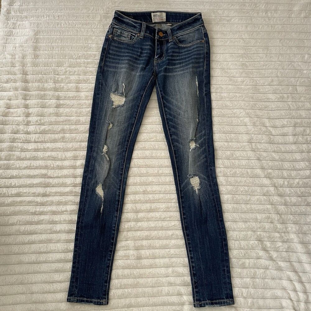 BKE Buckle Jeans Womens 24 Stella Slim Fit Ankle Skinny Distressed Cotton Dark